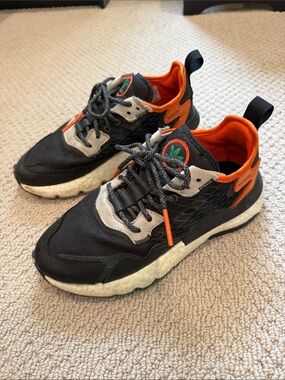 Kid’s Adidas Nite Jogger Core Black Grey Six Orange